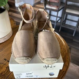 Style & Co. Tan Espadrille Shoes Comfortable Casual Footwear